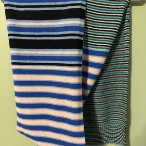 Marni Blue and Black Striped Knit Scarf